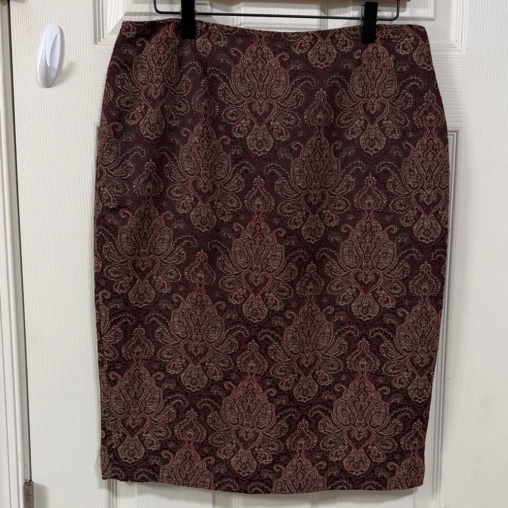 Prague Authentic Vintage Patterned Pencil Skirt Quiet Luxury Career Office Y2K
